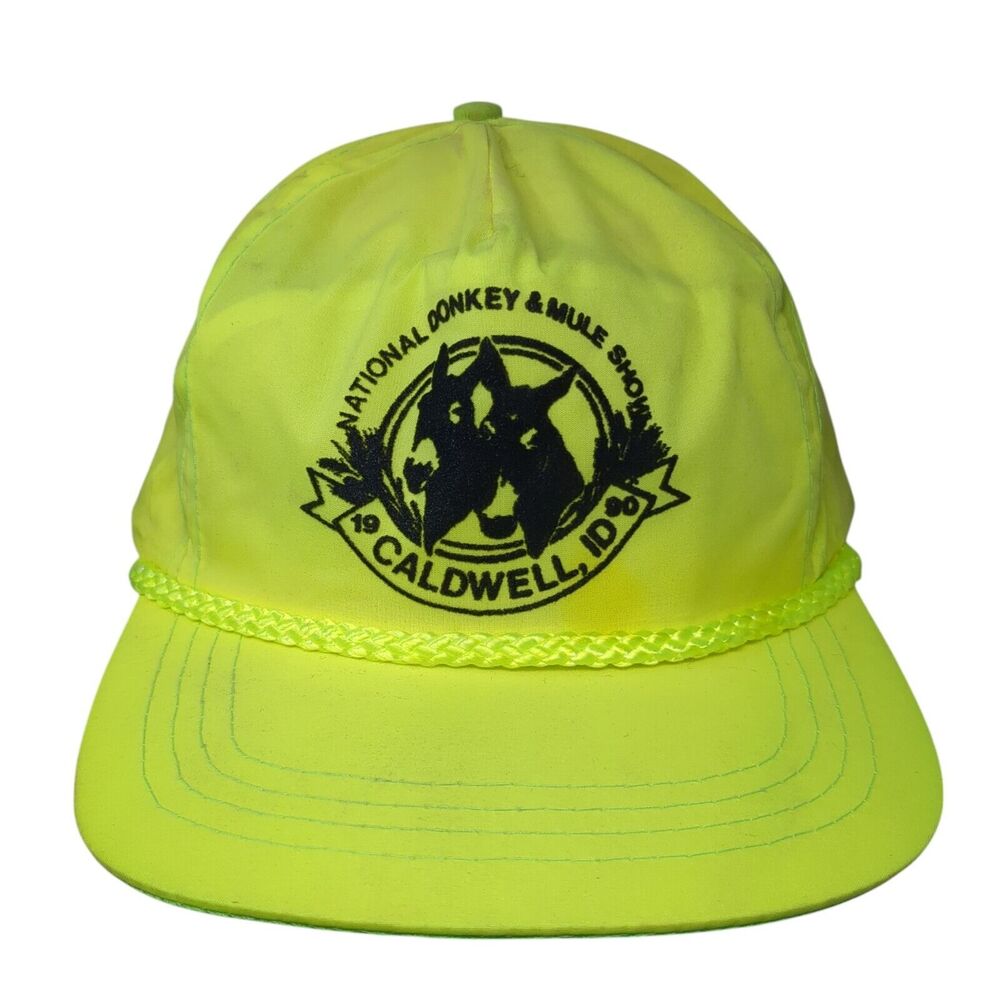 National Donkey & Mule Show Caldwell ID 1990 Snapback Hat Green OS Rope Sportcap